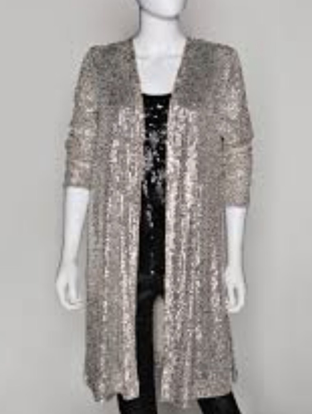 Fifteen Twenty Rose Gold Sequin Long Cardigan Sweater Cover Up Size M